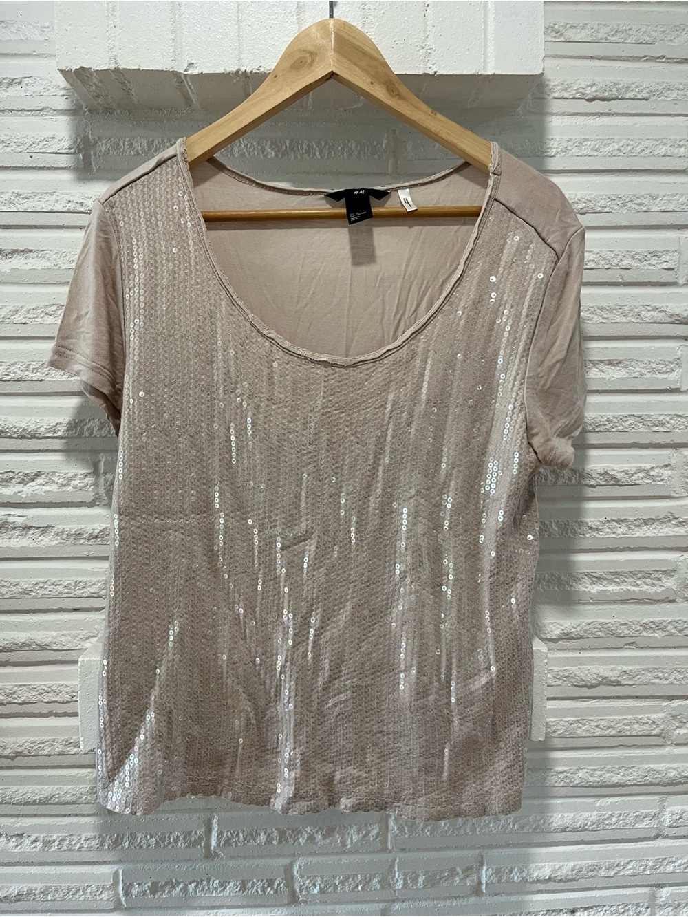 Sequin Front Scoop Neck Women's Top